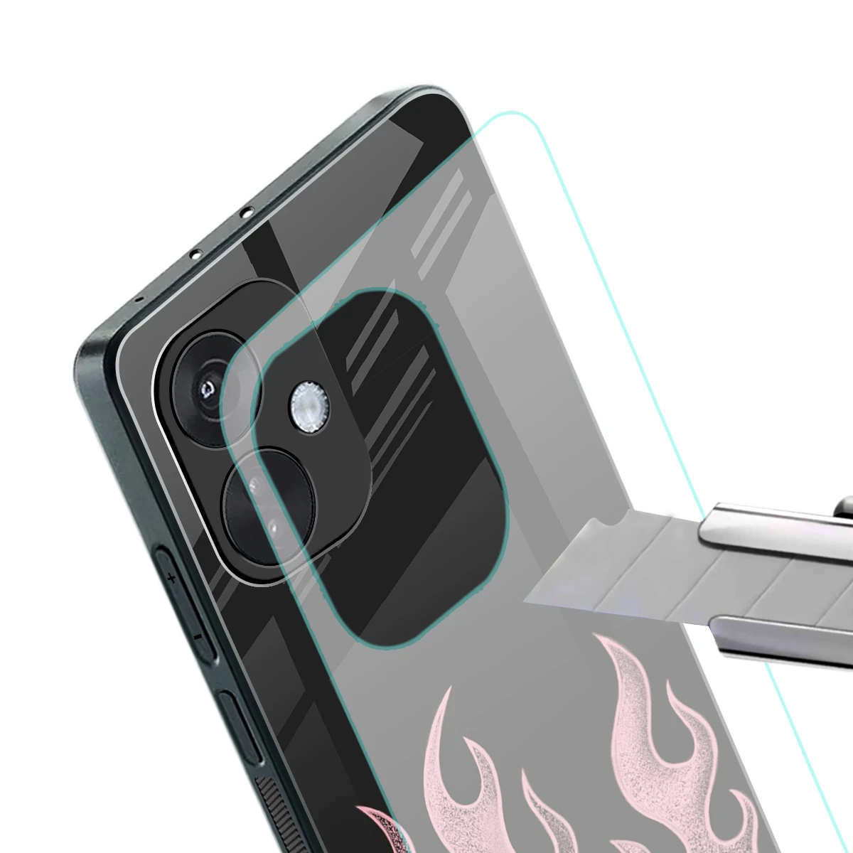 Retro Pink Flames stylish phone case for oneplus nord ce 3 | glossy glass and slim fit