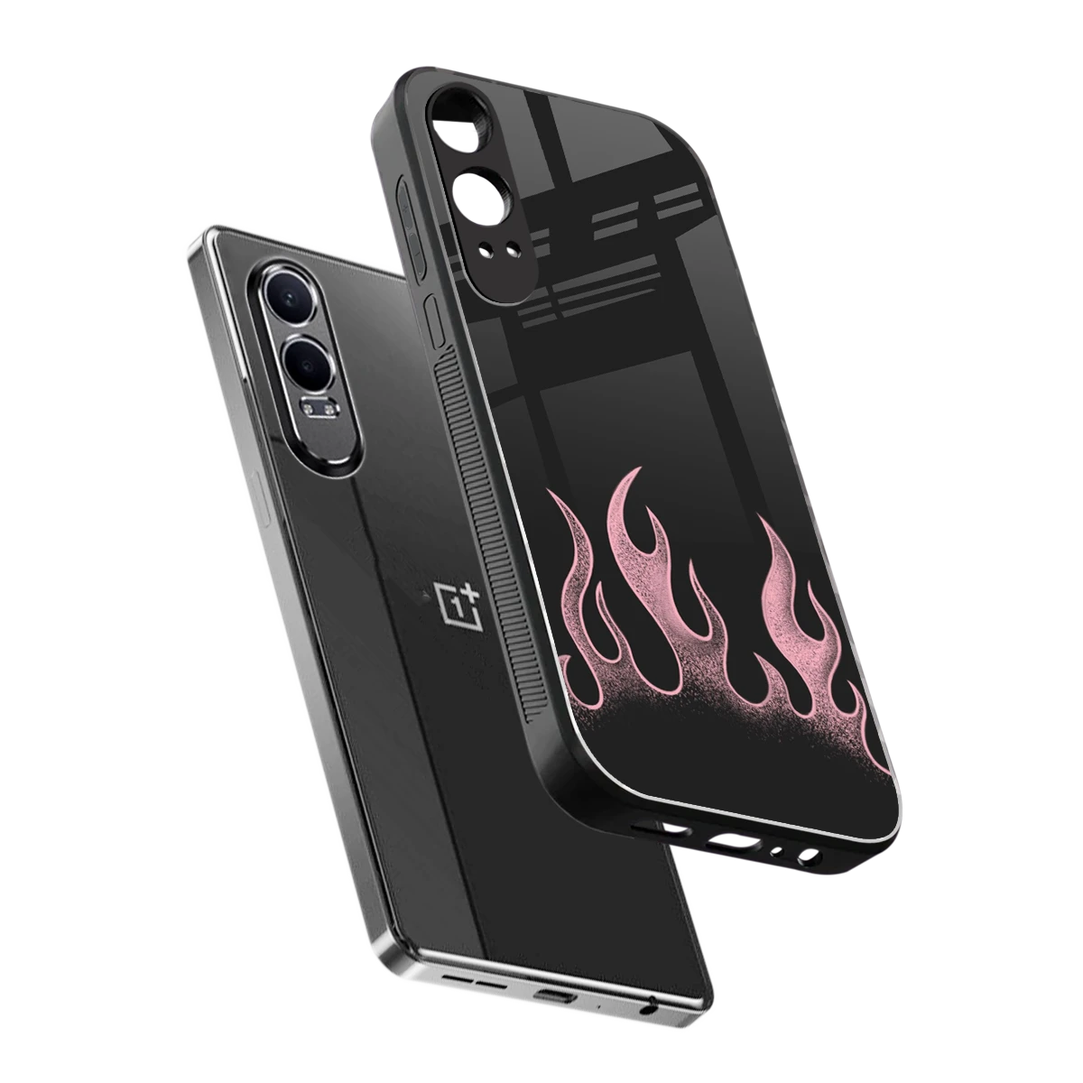 Retro Pink Flames sleek oneplus nord ce 4 lite cover with tempered glass back and TPU edges