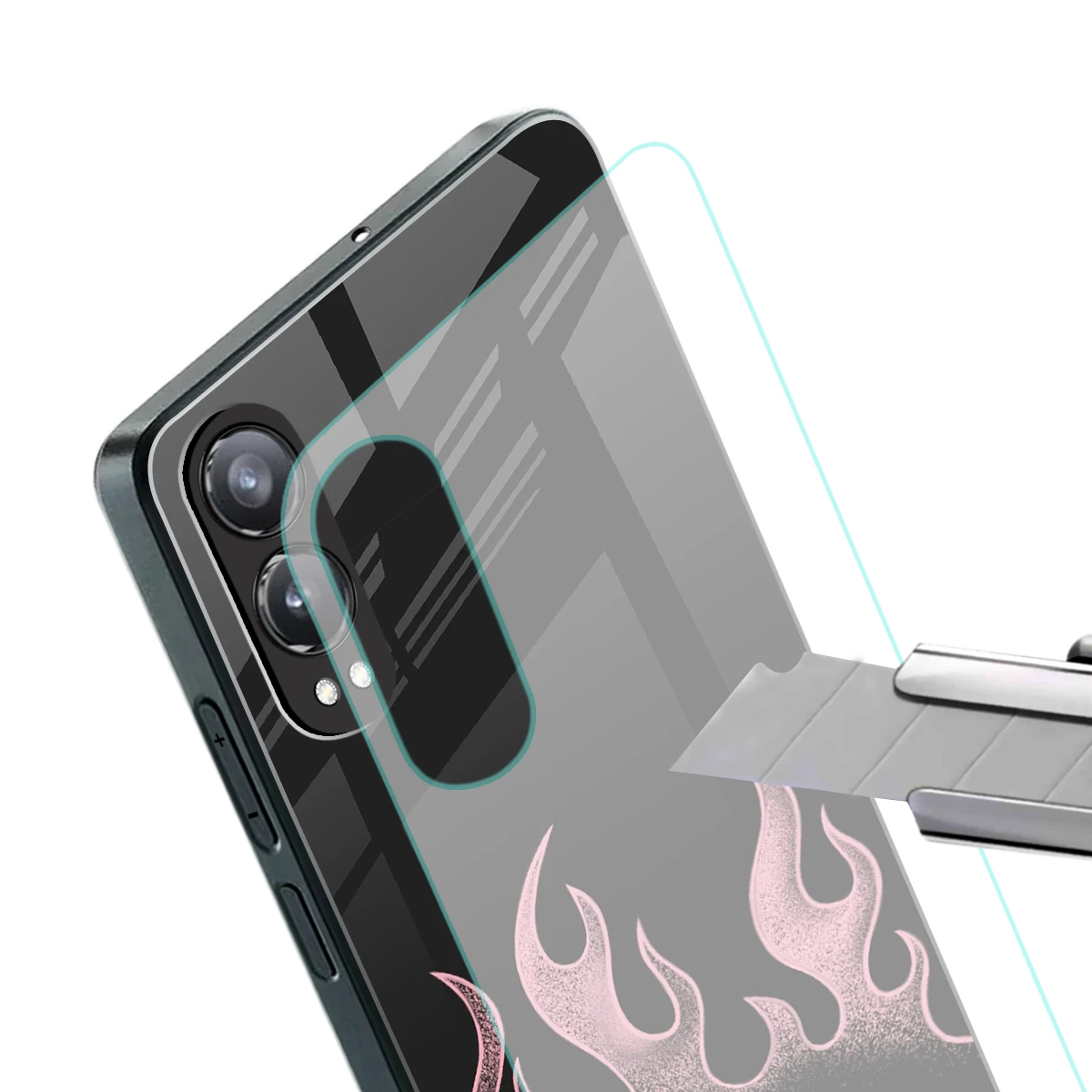 Retro Pink Flames stylish phone case for oneplus nord ce 4 lite | glossy glass and slim fit