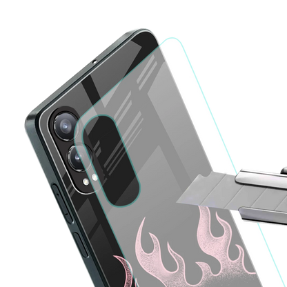 Retro Pink Flames stylish phone case for oneplus nord ce 4 lite | glossy glass and slim fit