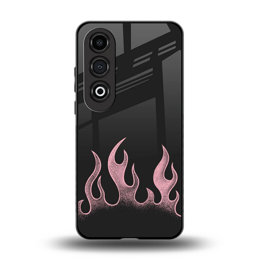 Retro Pink Flames back phone cover | glass case for oneplus nord ce 4
