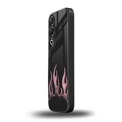 Retro Pink Flames oneplus nord ce 4 mobile cover | shockproof glass phone case