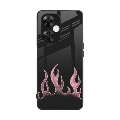 Retro Pink Flames back phone cover | glass case for oneplus nord ce 3 lite
