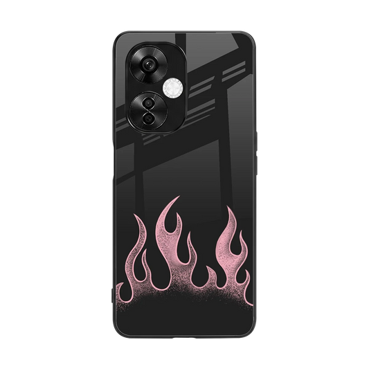 Retro Pink Flames back phone cover | glass case for oneplus nord ce 3 lite