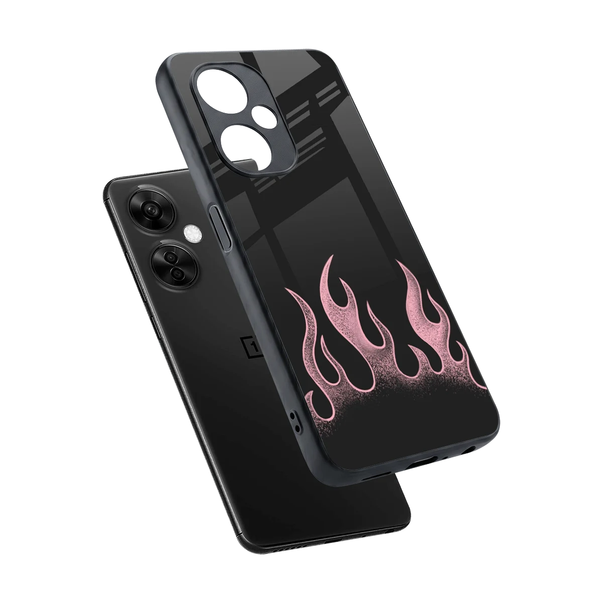Retro Pink Flames sleek oneplus nord ce 3 lite cover with tempered glass back and TPU edges