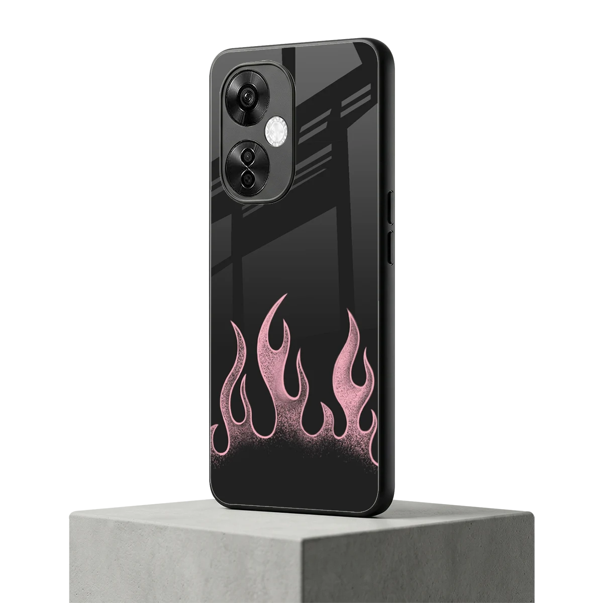Retro Pink Flames oneplus nord ce 3 lite mobile cover | shockproof glass phone case
