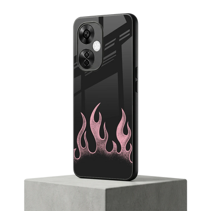 Retro Pink Flames oneplus nord ce 3 lite mobile cover | shockproof glass phone case