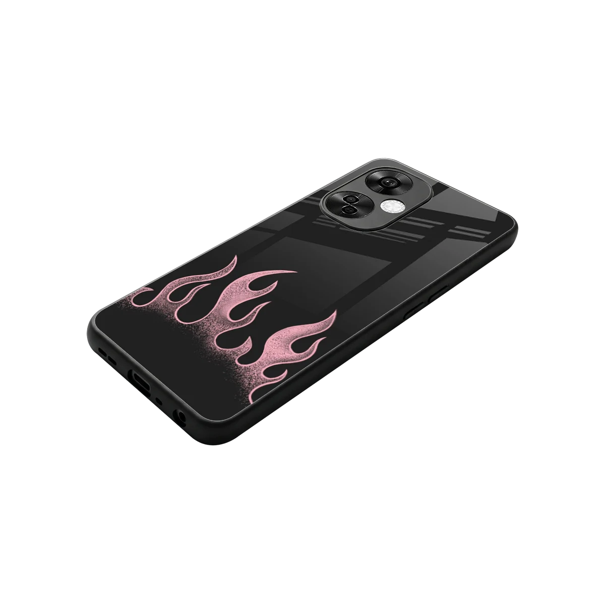 Retro Pink Flames stylish phone case for oneplus nord ce 3 lite | glossy glass and slim fit