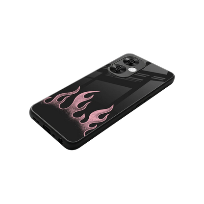 Retro Pink Flames stylish phone case for oneplus nord ce 3 lite | glossy glass and slim fit