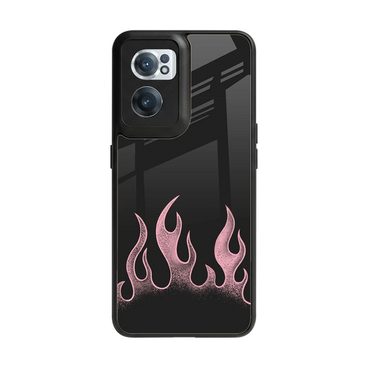 Retro Pink Flames back phone cover | glass case for oneplus nord ce 2