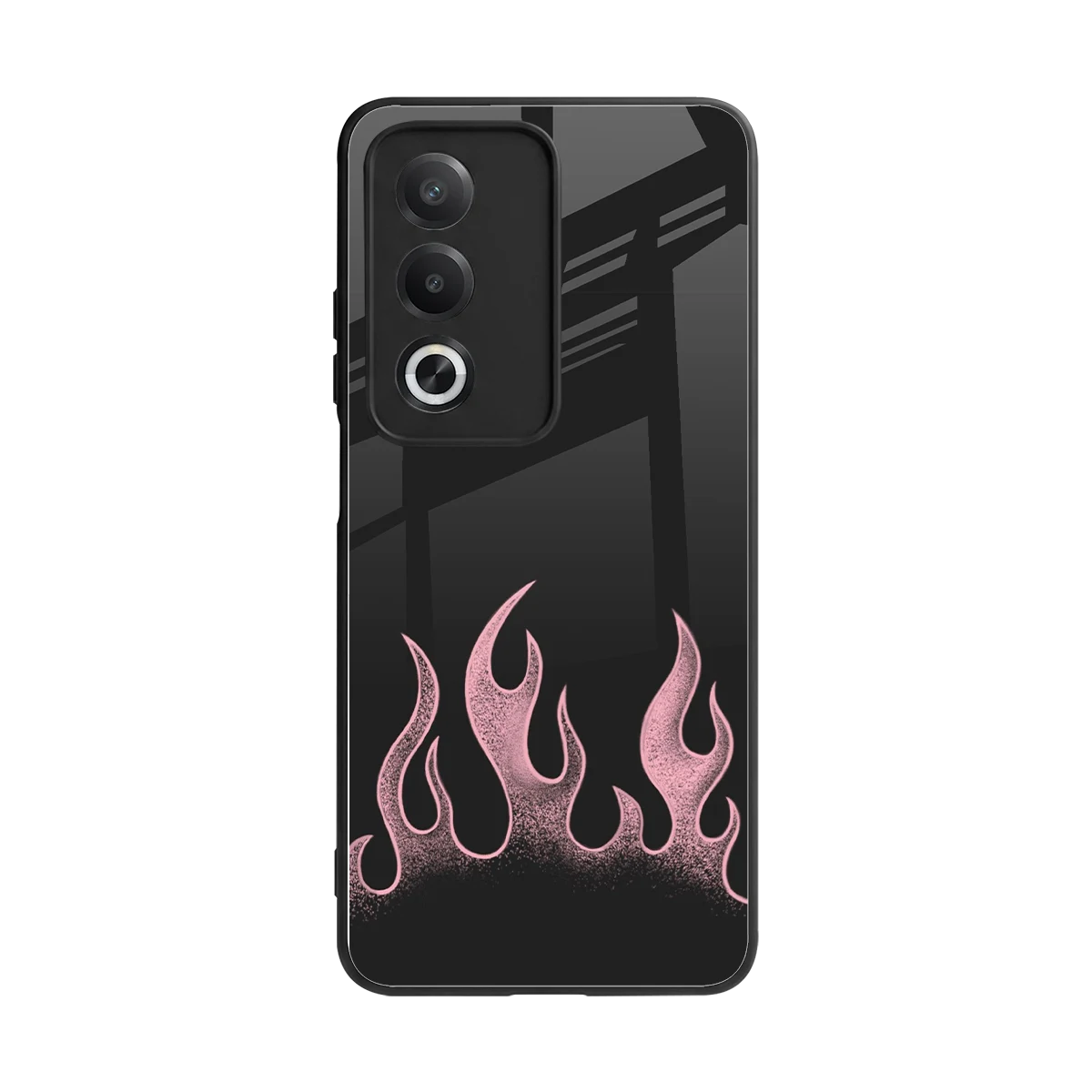 Retro Pink Flames back phone cover | glass case for oppo a3 pro