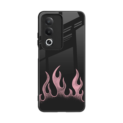 Retro Pink Flames back phone cover | glass case for oppo a3 pro