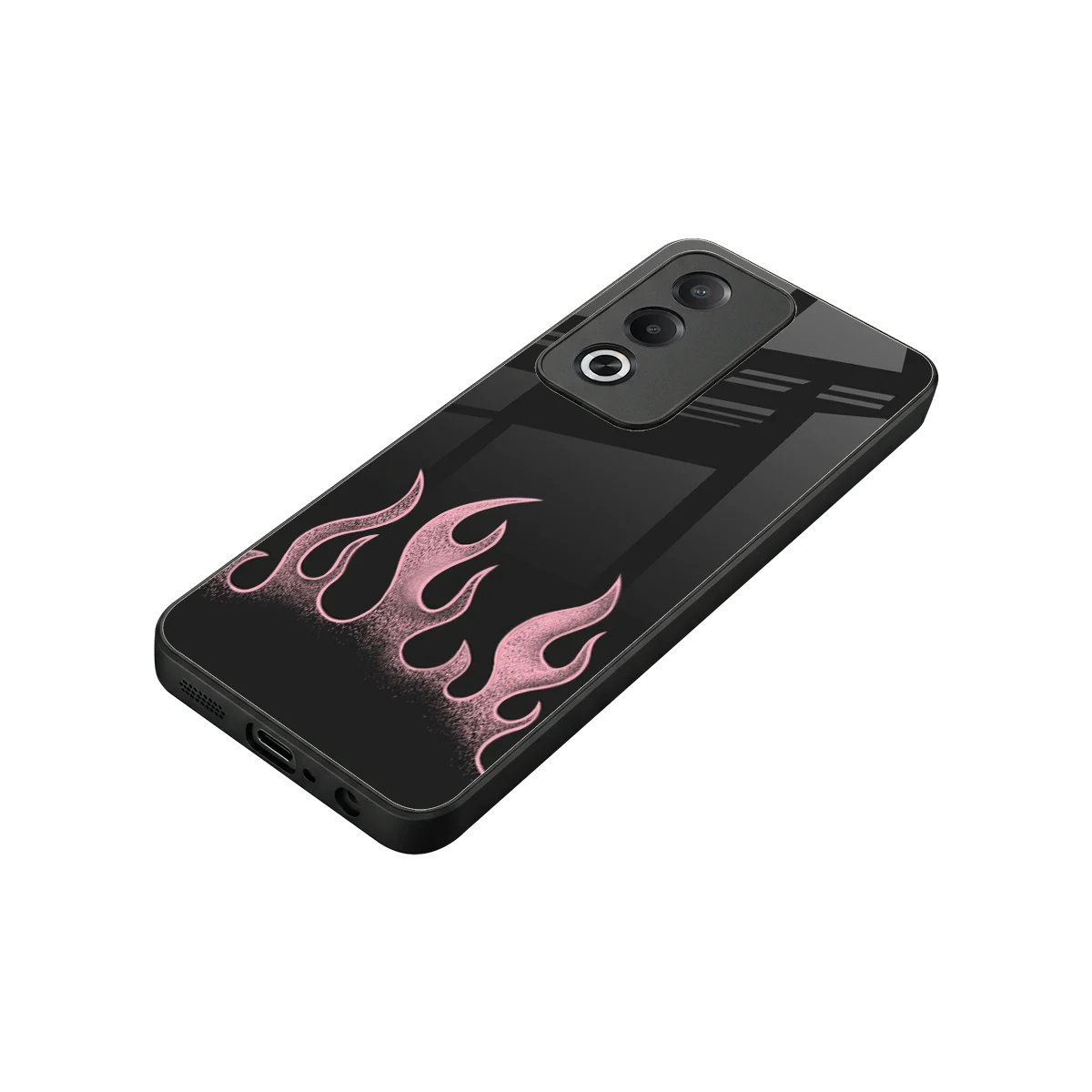 Retro Pink Flames stylish phone case for oppo a3 pro | glossy glass and slim fit