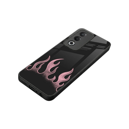Retro Pink Flames stylish phone case for oppo a3 pro | glossy glass and slim fit