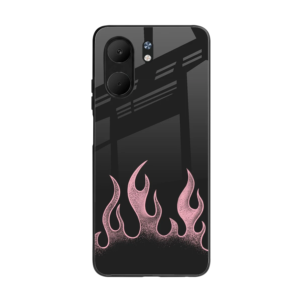 Retro Pink Flames back phone cover | glass case for oppo a5x 5g