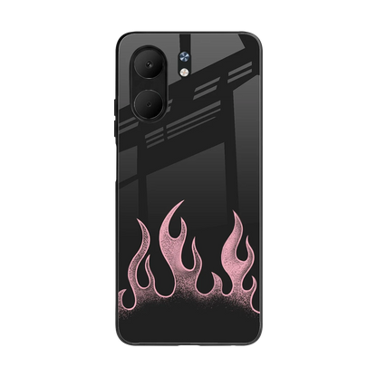 Retro Pink Flames back phone cover | glass case for oppo a5x 5g