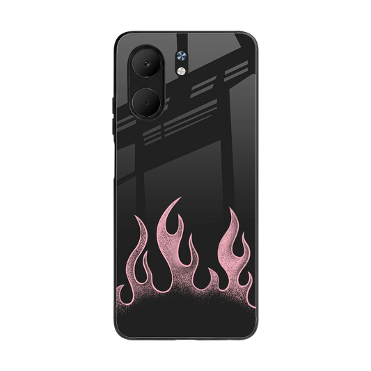 Retro Pink Flames back phone cover | glass case for oppo a5x 5g