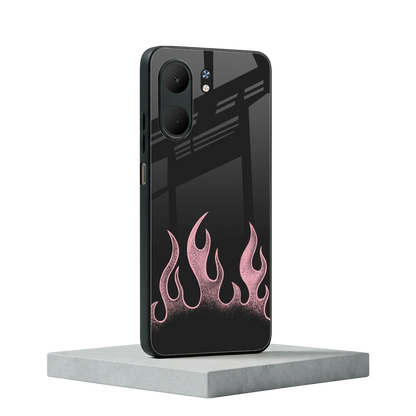 Retro Pink Flames oppo a5x 5g mobile cover | shockproof glass phone case
