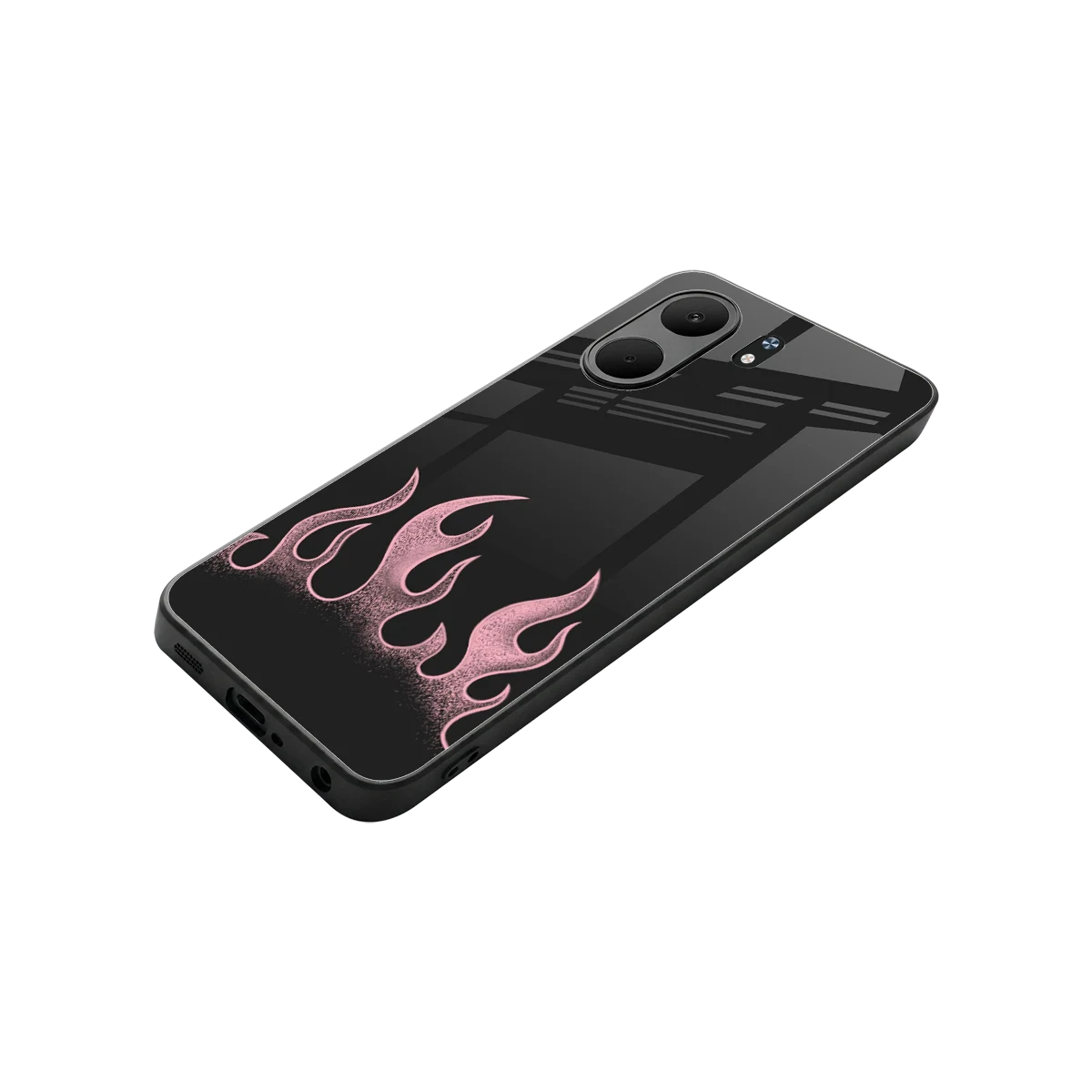 Retro Pink Flames stylish phone case for oppo a5x 5g | glossy glass and slim fit