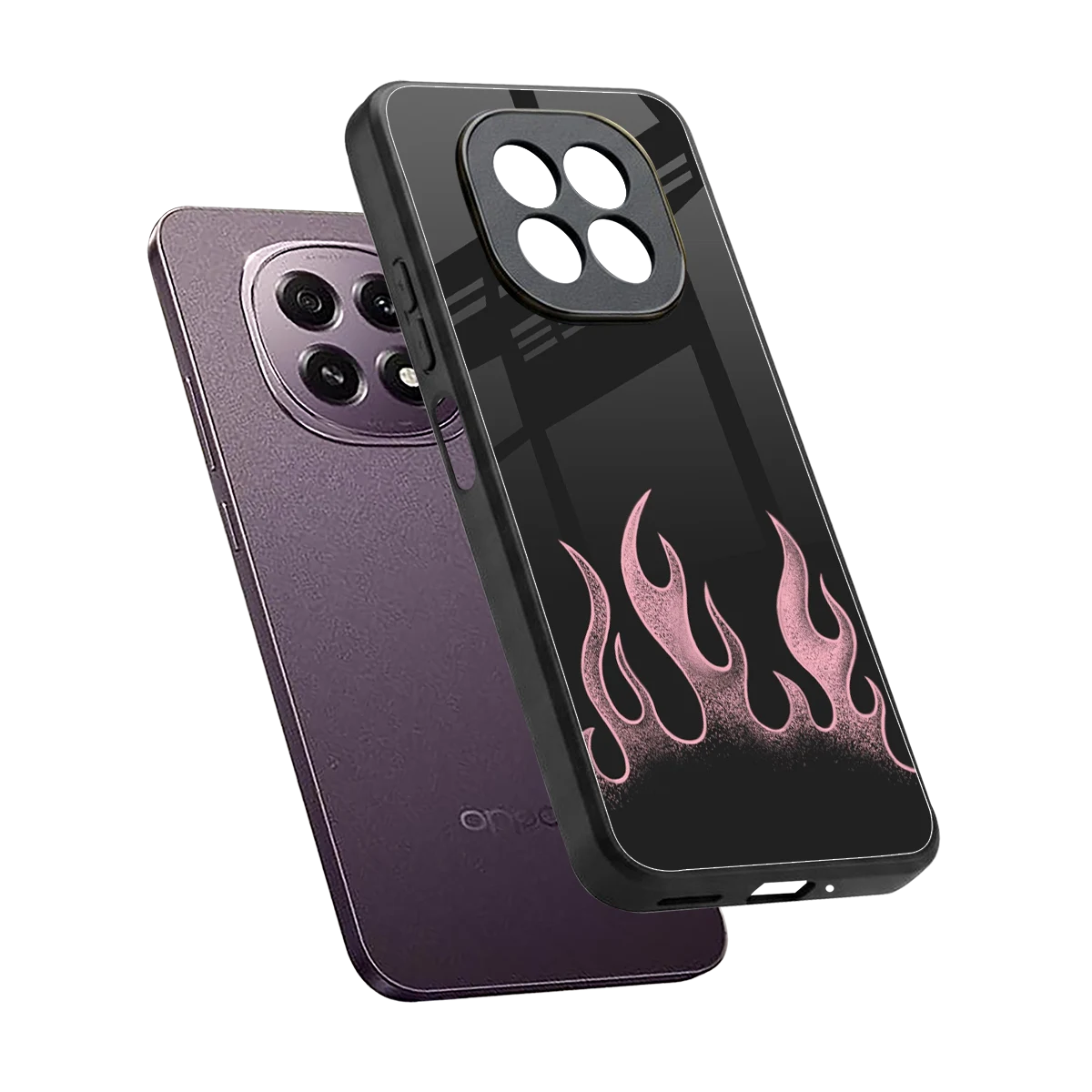 Retro Pink Flames sleek oppo f29 5g cover with tempered glass back and TPU edges