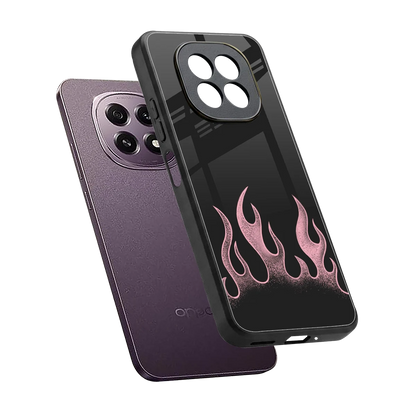 Retro Pink Flames sleek oppo f29 5g cover with tempered glass back and TPU edges