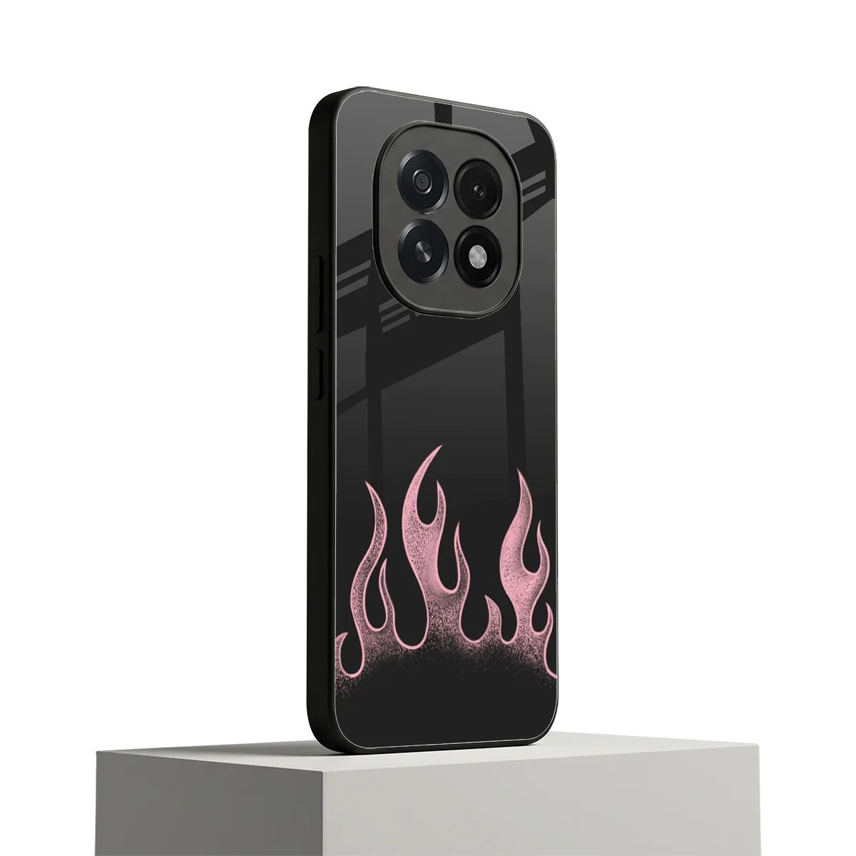 Retro Pink Flames oppo f29 5g mobile cover | shockproof glass phone case