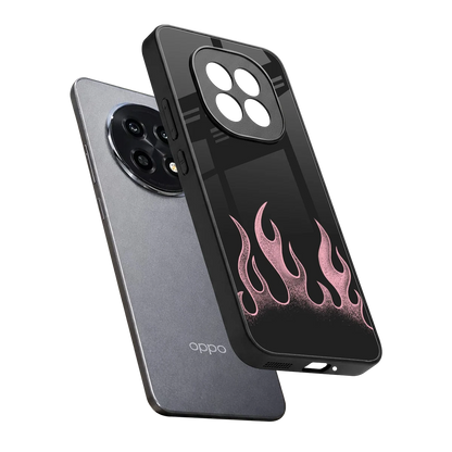 Retro Pink Flames sleek oppo f29 pro 5g cover with tempered glass back and TPU edges