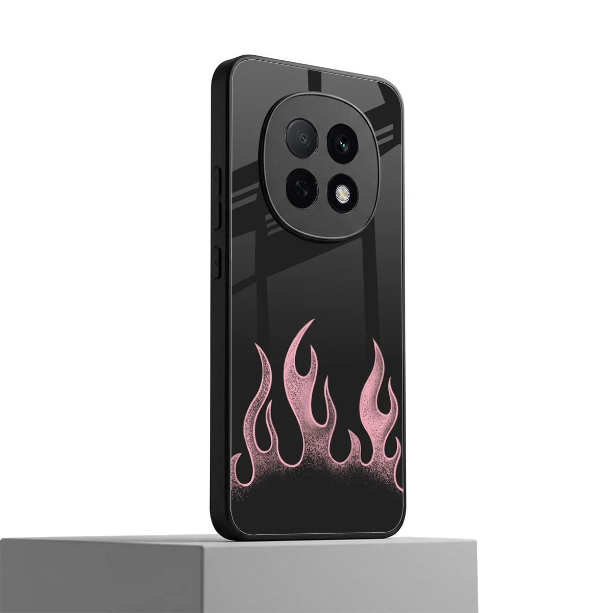 Retro Pink Flames oppo f29 pro 5g mobile cover | shockproof glass phone case