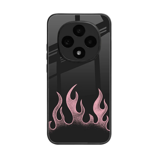 Retro Pink Flames back phone cover | glass case for oppo f31 pro 5g