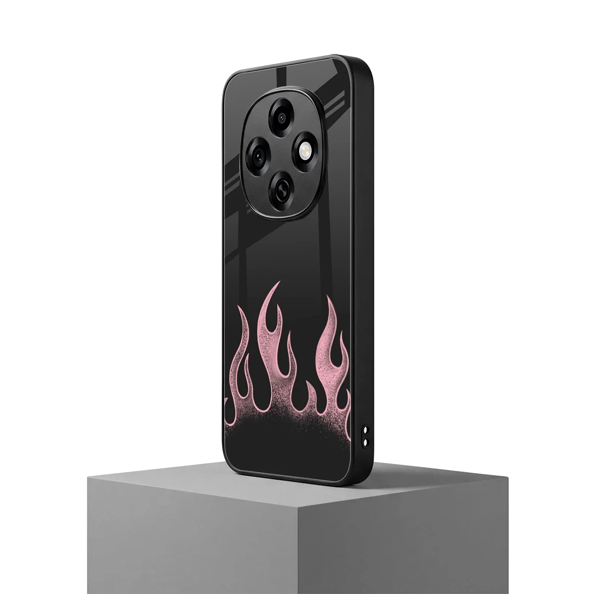 Retro Pink Flames oppo f31 pro 5g mobile cover | shockproof glass phone case