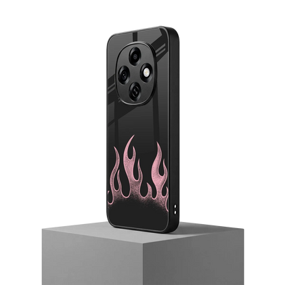 Retro Pink Flames oppo f31 pro 5g mobile cover | shockproof glass phone case