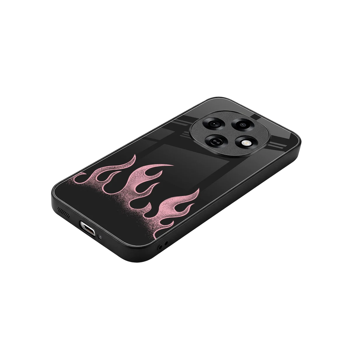 Retro Pink Flames stylish phone case for oppo f31 pro 5g | glossy glass and slim fit