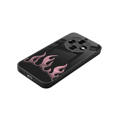 Retro Pink Flames stylish phone case for oppo f31 pro 5g | glossy glass and slim fit