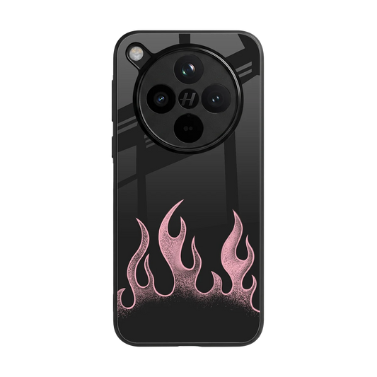 Retro Pink Flames back phone cover | glass case for oppo find x8