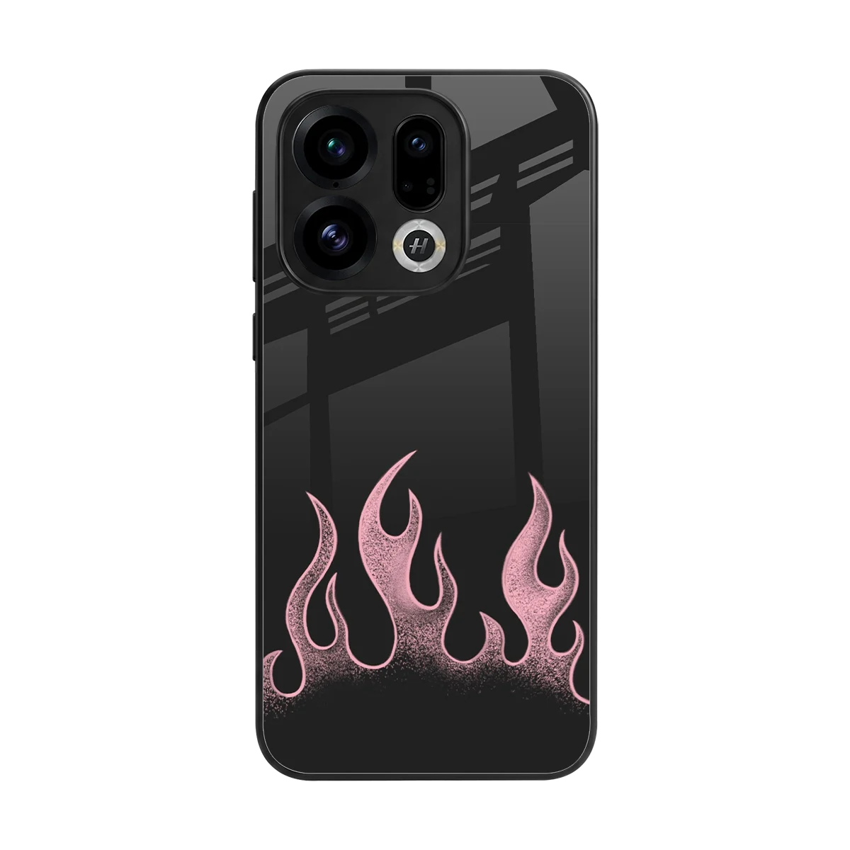 Retro Pink Flames back phone cover | glass case for oppo find x9