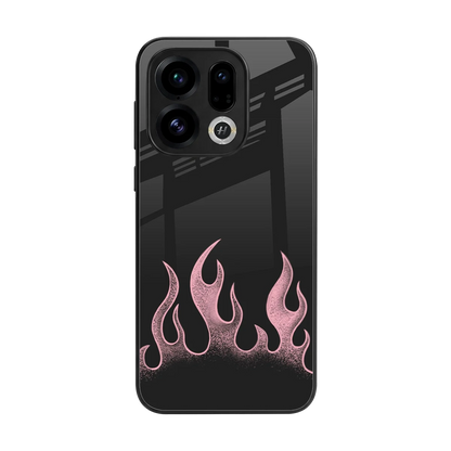 Retro Pink Flames back phone cover | glass case for oppo find x9