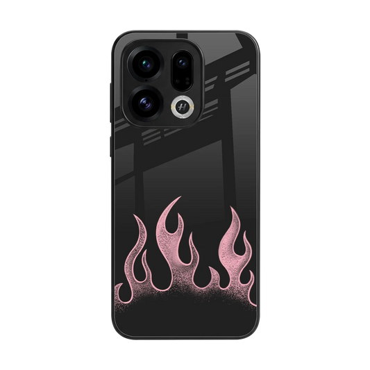 Retro Pink Flames back phone cover | glass case for oppo find x9