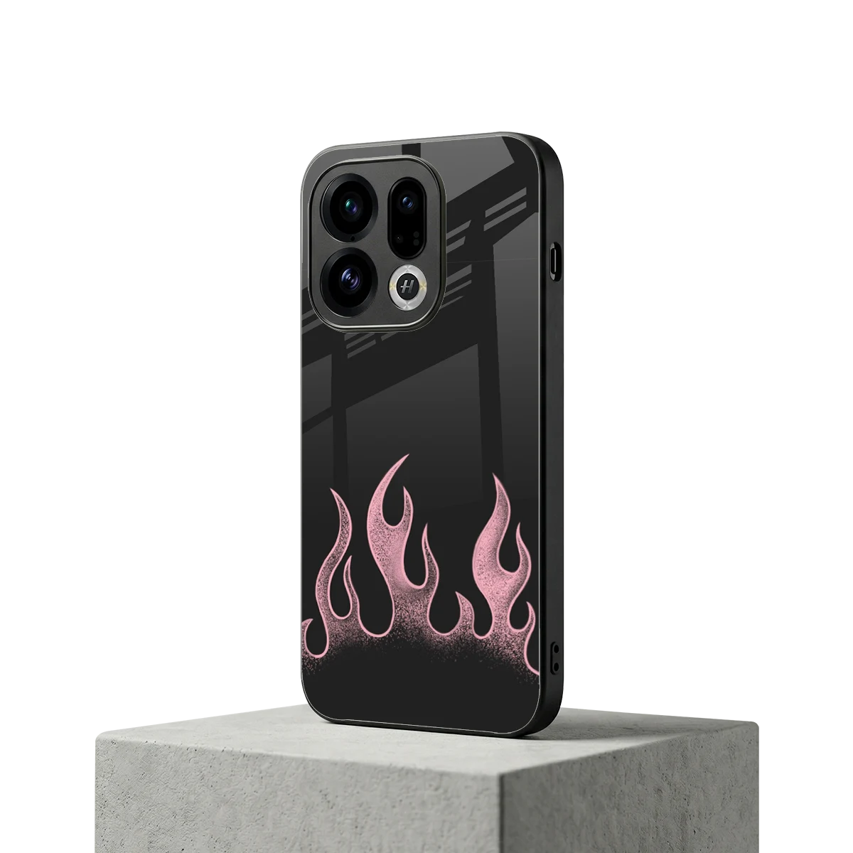Retro Pink Flames oppo find x9 mobile cover | shockproof glass phone case