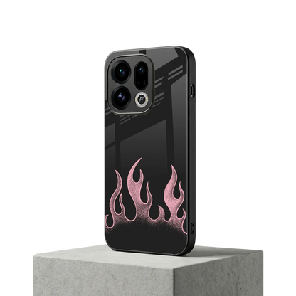 Retro Pink Flames oppo find x9 mobile cover | shockproof glass phone case