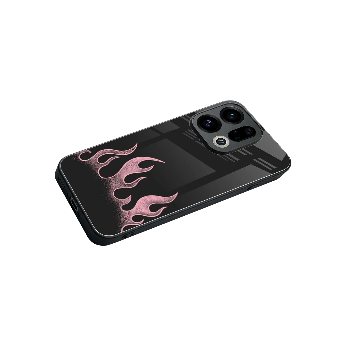 Retro Pink Flames stylish phone case for oppo find x9 | glossy glass and slim fit