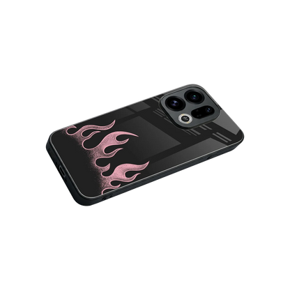 Retro Pink Flames stylish phone case for oppo find x9 | glossy glass and slim fit