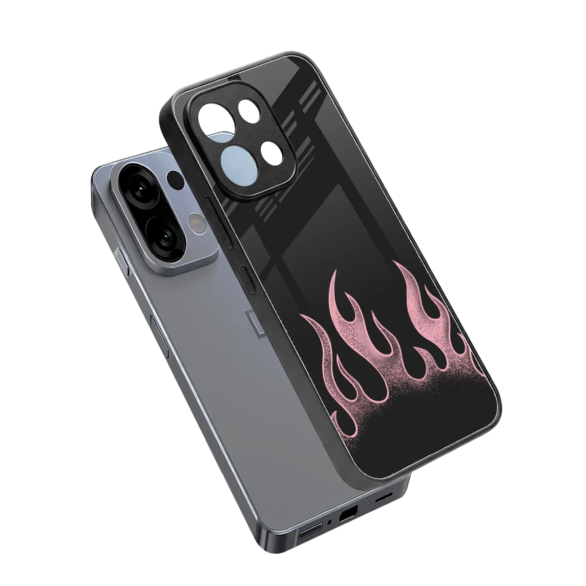 Retro Pink Flames sleek oppo k13 5g cover with tempered glass back and TPU edges
