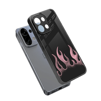 Retro Pink Flames sleek oppo k13 5g cover with tempered glass back and TPU edges