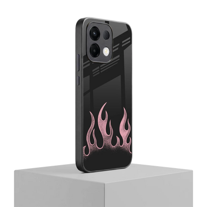 Retro Pink Flames oppo k13 5g mobile cover | shockproof glass phone case