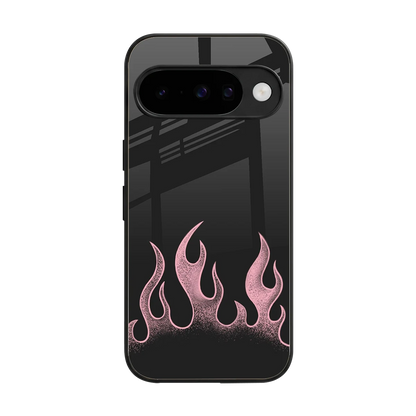 Retro Pink Flames back phone cover | glass case for google pixel 10
