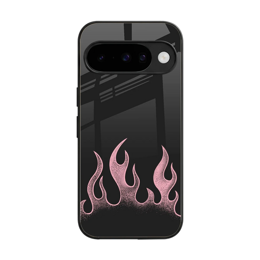 Retro Pink Flames back phone cover | glass case for google pixel 10