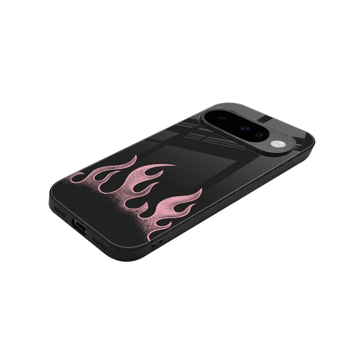 Retro Pink Flames stylish phone case for google pixel 10 | glossy glass and slim fit