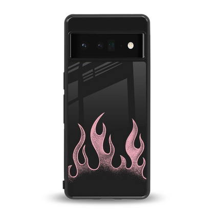 Retro Pink Flames back phone cover | glass case for google pixel 6 pro
