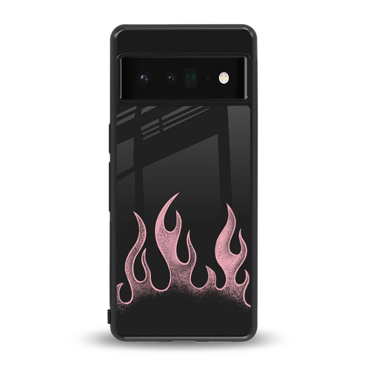 Retro Pink Flames back phone cover | glass case for google pixel 6 pro