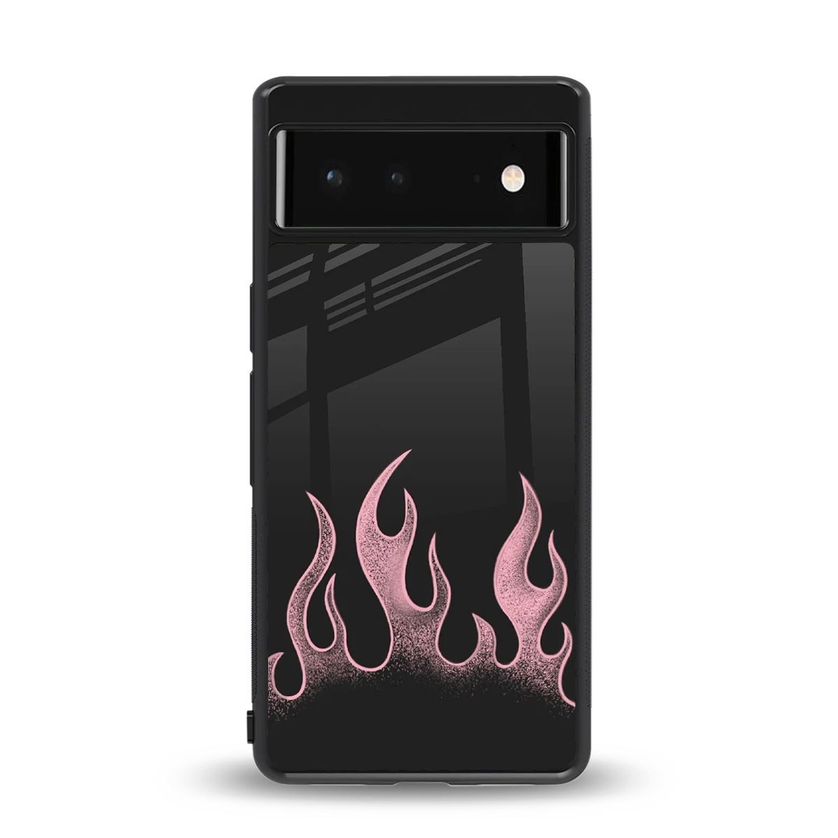 Retro Pink Flames back phone cover | glass case for google pixel 6